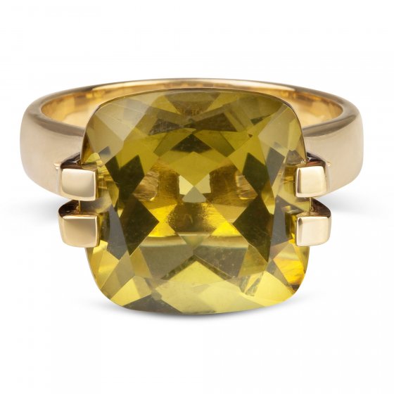 Ring 925 Sterling Silber vergoldet Glänzend Topas Quarz grün 