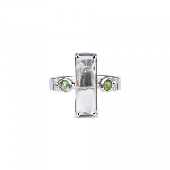 Ring 925 Sterling Silber rhodiniert Glänzend Amethyst Turmalin grün 