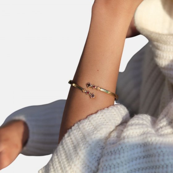 Armband 925 Sterling Silber vergoldet Glänzend Rauchquarz braun 