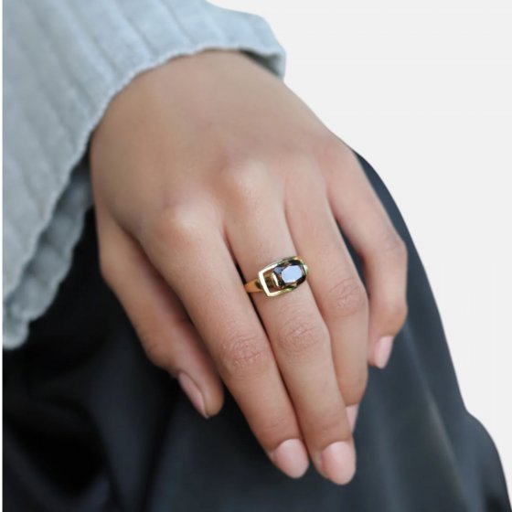 Ring 925 Sterling Silber vergoldet Rauchquarz 