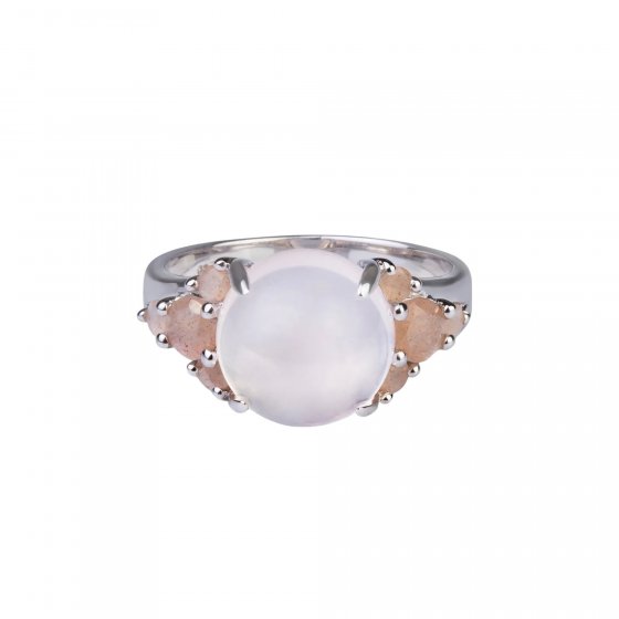 Ring 925 Sterling Silber rhodiniert Rosenquarz 