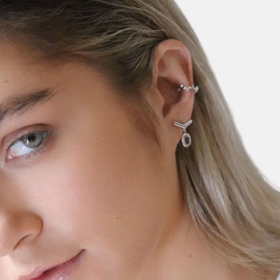 Ohrstecker 925 Sterling Silber rhodiniert Rosenquarz 