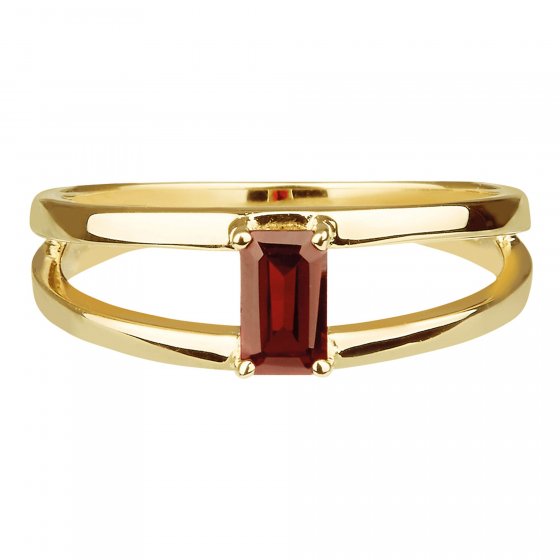 Ring 925 Sterling Silber vergoldet Glänzend Granat rot 