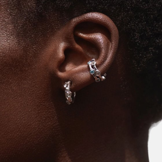 Creolen 925 Sterling Silber rhodiniert Glänzend Amethyst Topas grün 