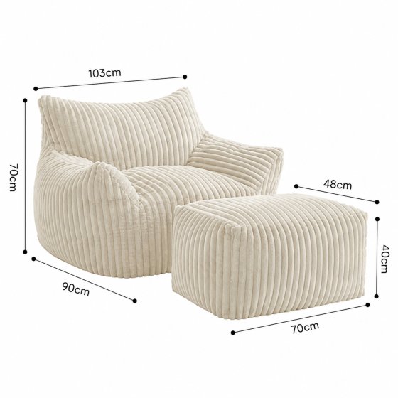 Loungesessel mit Hocker in Weiß 