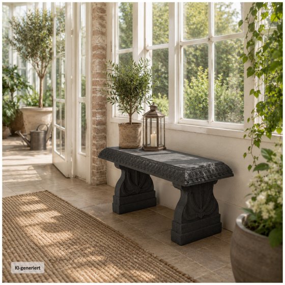 Gartenbank Daphne 100 cm aus Kunststein & recyceltem Polypropylen in Grau – Wetterfeste Sitzbank für Garten und Terrasse 