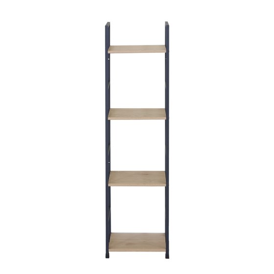 Schmales Standregal mit 4 Ablagen aus Stahl und MDF 