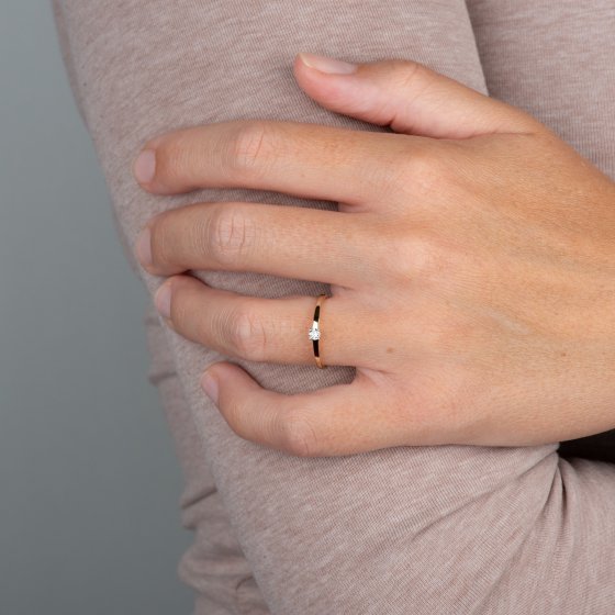 Ring 585/- Gelbgold glanz 1 Brill. 0,10ct. weiß 