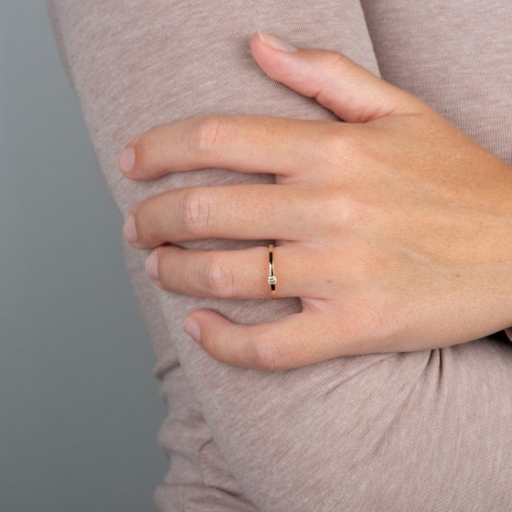 Ring 585/-Gelbgold glanz 1 Brill. 0,10ct. braun 