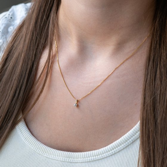 Anhänger 585/- Gelbgold glanz 1 Brill. 0,10ct. H/P2 