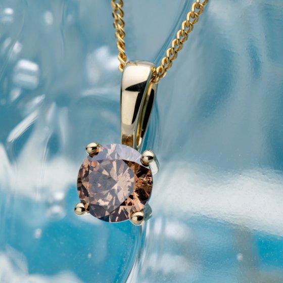 Anhänger 585/- Gelbgold 1 Brill. 0,50ct. braun 