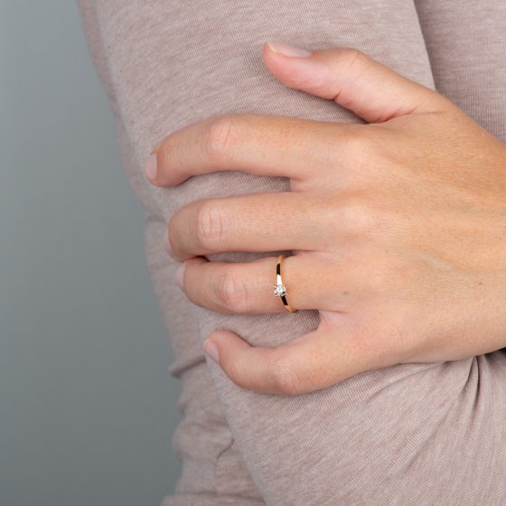 Ring 585/- Gelbgold glanz 1 Brill. 0,25ct. braun 