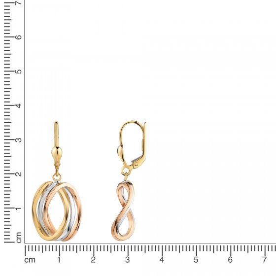 Ohrhänger 375/-  Gelbgold 3-farbig oval 