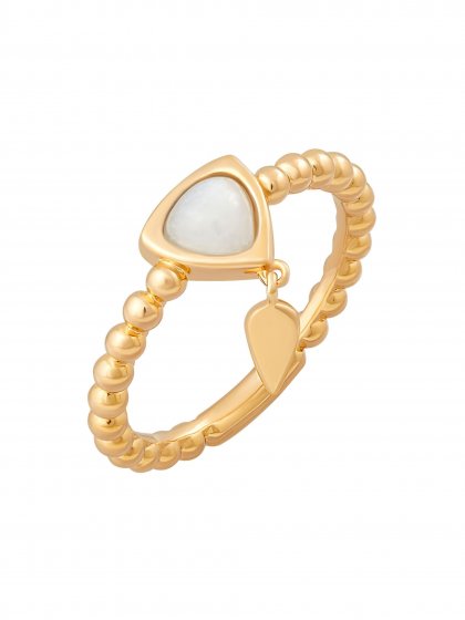 Ring 925 Silber vergoldet weißer Mondstein 