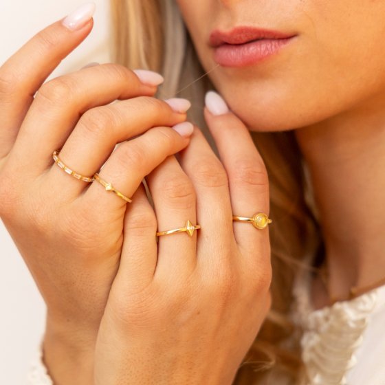 Ring 925 Silber vergoldet Prehnit 