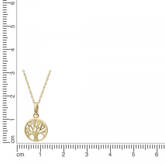 Anhänger mit Kette 375 Gelbgold Lebensbaum 