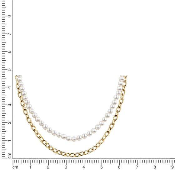 Collier Edelstahl/PVD gelb Perlen 