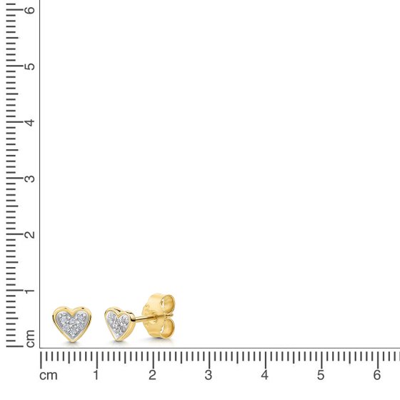 Ohrstecker 585/- Gelbgold bicolor 12 Brill. 0,052ct. Herz 