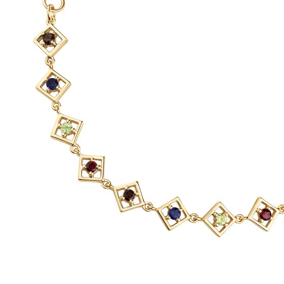 Armband 925 Sterling Silber vergoldet glänzend Granat Peridot Quarz 