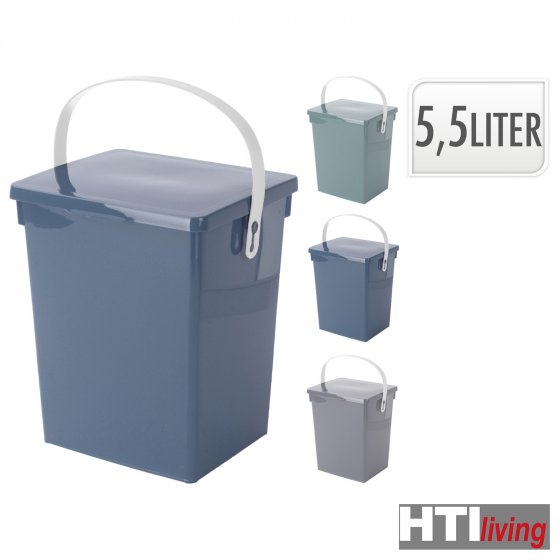 Eimer mit Deckel, farbl. sortiert 5,5 Liter