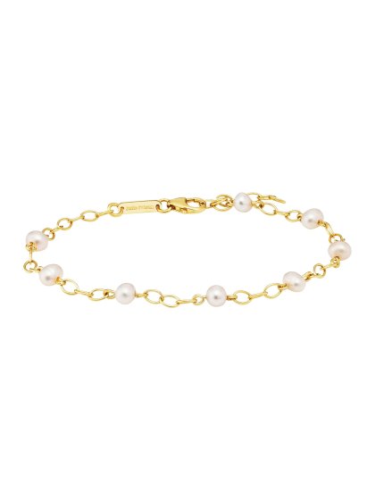 Armband 925/- Sterling Silber vergoldet  8 Perlen 19cm lang 