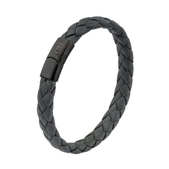 Armband Lederarmband geflochten anthrazit 21cm 