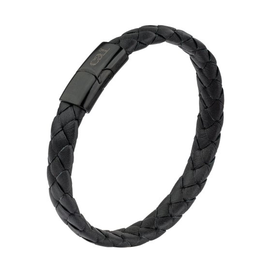 Armband Lederarmband geflochten schwarz 21cm 
