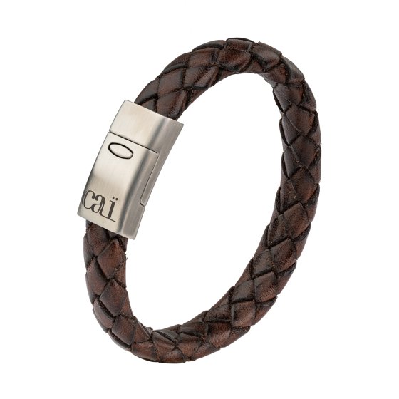 Armband Lederarmband geflochten braun 21cm 