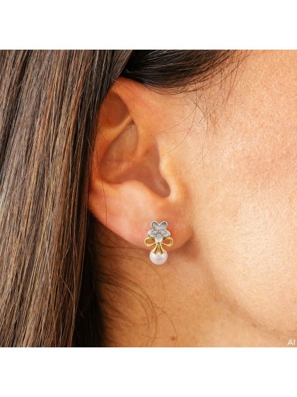 Ohrstecker 925/- Sterling Silber Tracht zweifarbig Perle 