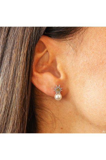 Ohrstecker 925/- Sterling Silber Tracht zweifarbig Perle 