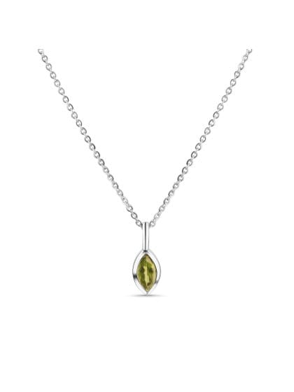 Anhänger mit Kette 925/- Sterling Silber glanz rhodiniert Peridot grün 