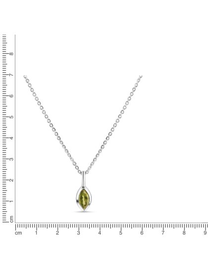 Anhänger mit Kette 925/- Sterling Silber glanz rhodiniert Peridot grün 