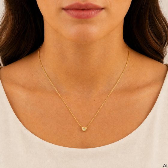 Collier 375 Gold Gelb Diamant 0,01ct Herz Collier 42/45 cm 