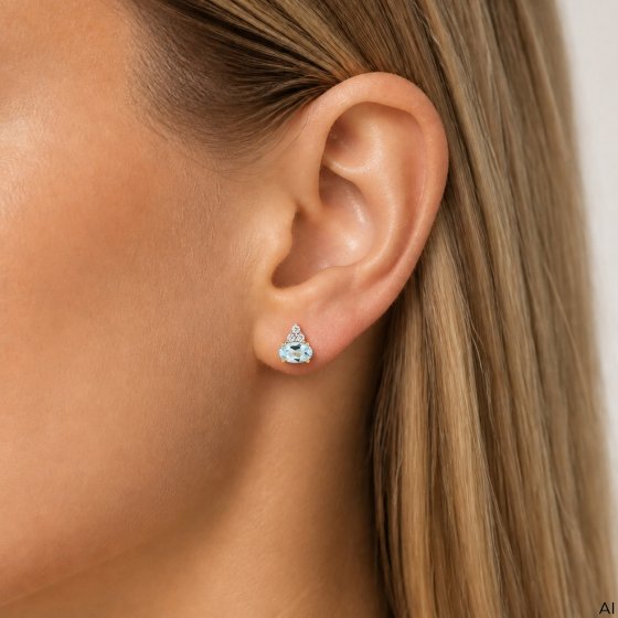Ohrstecker 375 Gold Gelb Sky Blue Topas blau Zirkonia Ohrstecker 