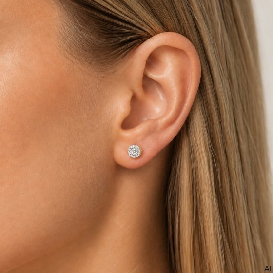 Ohrstecker 375 Gold Gelb Zirkonia Halo Zirkonia Ohrstecker 
