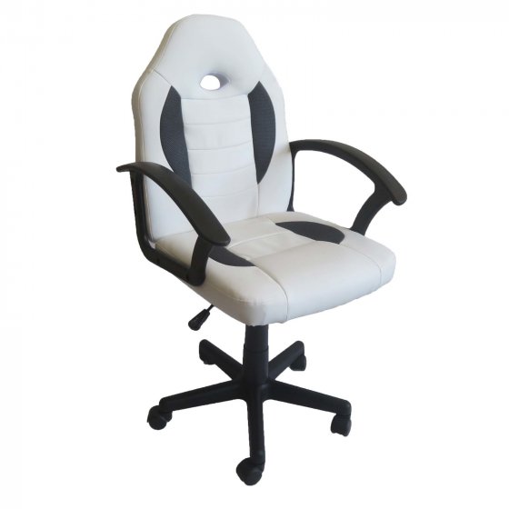 Schreibtischstuhl Junior höhenverstellbar ergonomischer Drehstuhl Weiß-Grau 