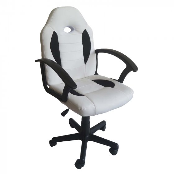 Schreibtischstuhl Junior höhenverstellbar ergonomischer Drehstuhl Weiß-Schwarz 