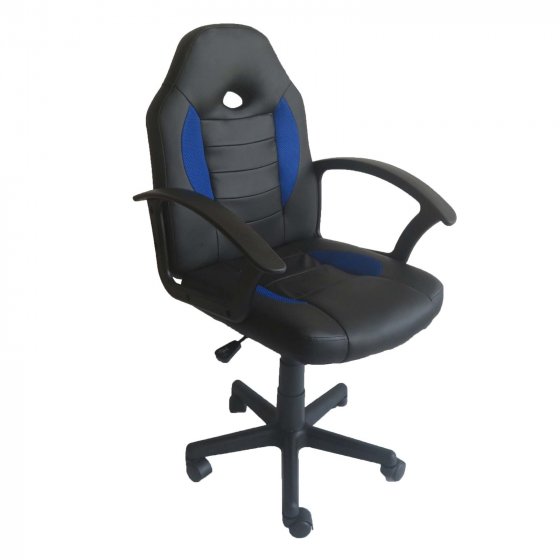 Schreibtischstuhl Junior höhenverstellbar ergonomischer Drehstuhl Schwarz-Blau 