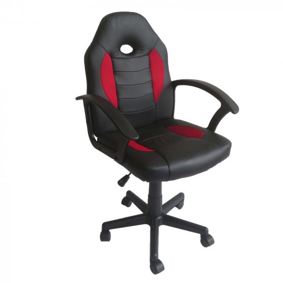 Schreibtischstuhl Junior höhenverstellbar ergonomischer Drehstuhl Schwarz-Rot 