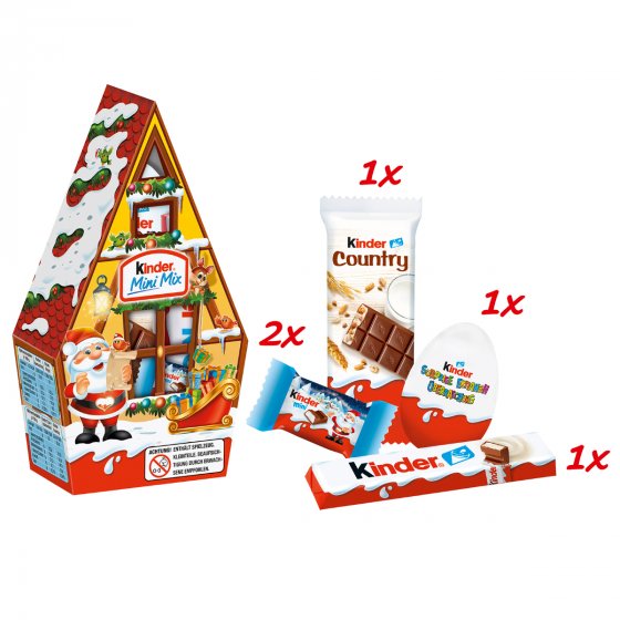 Kinder Mini Mix Weihnachtshäuschen mit 5 Leckereien von kinder 76g 