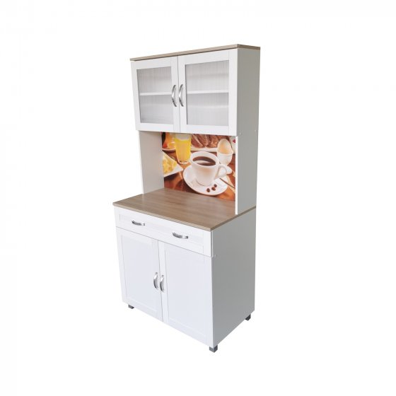 Küchenbuffet Weiß mit Glasteil Blanca Bistro 