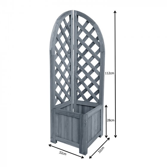 Pflanzkasten mit Rankgitter aus Holz Blaugrau Blumenkasten für Balkon, Terrasse und Garten 