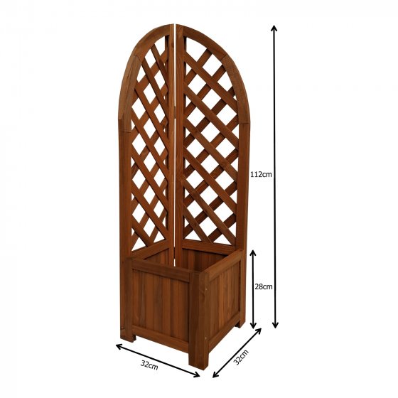 Pflanzkasten mit Rankgitter aus Holz braun Blumenkasten für Balkon, Terrasse und Garten 