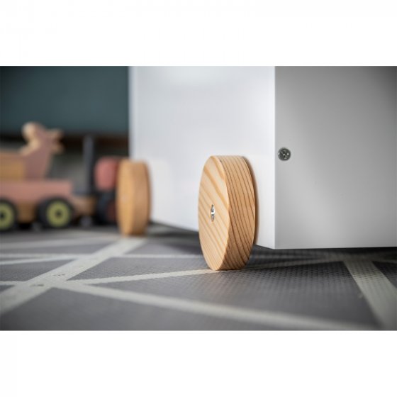 Spielzeugkiste Holz weiß auf Rollen