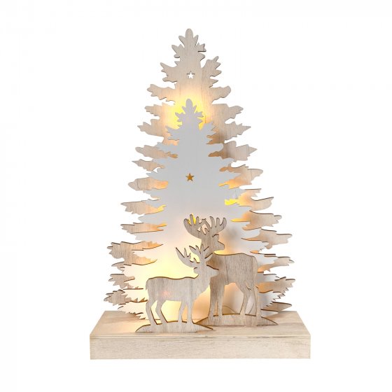 LED Weihnachsdeko Rehe vor Baumsilhouette 