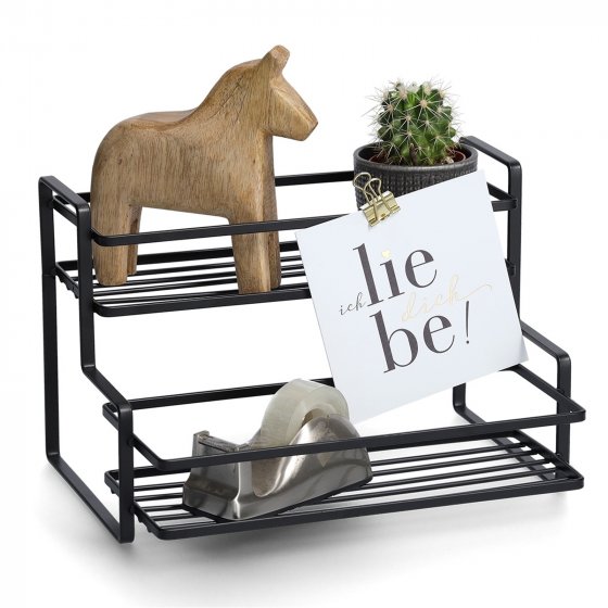 Regal Metall schwarz 2 Ebenen 