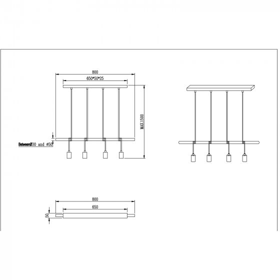 Deckenleuchte 4-flammig TERIS 