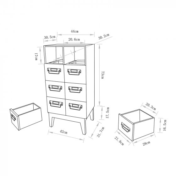 Kommode Imelda 8 Schubladen 