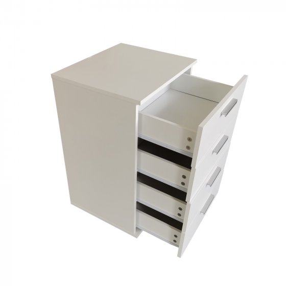 Nachtkommode 4 Schubladen Nina Weiß 2er-Set 