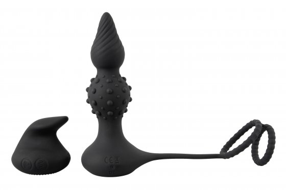 vibrierender Analplug RC Butt Plug with Cock & Ball Rings 